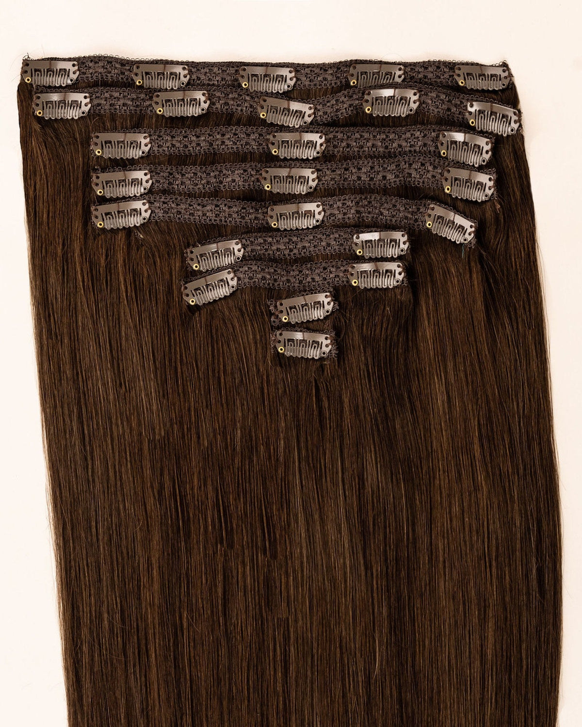 LTS Classic Lace Clip-In 9 Piece Mocha Medium Brown 5 Attachment Close Up