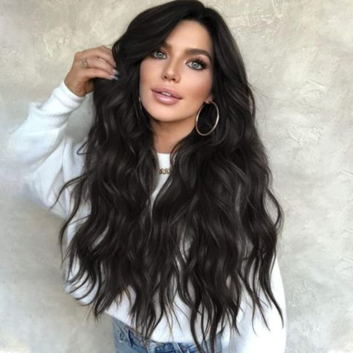 Love_The_Style_Human_Remy_Classic_Lace_Clip_In_Hair_Extension_Shade_1b_Natural_Black