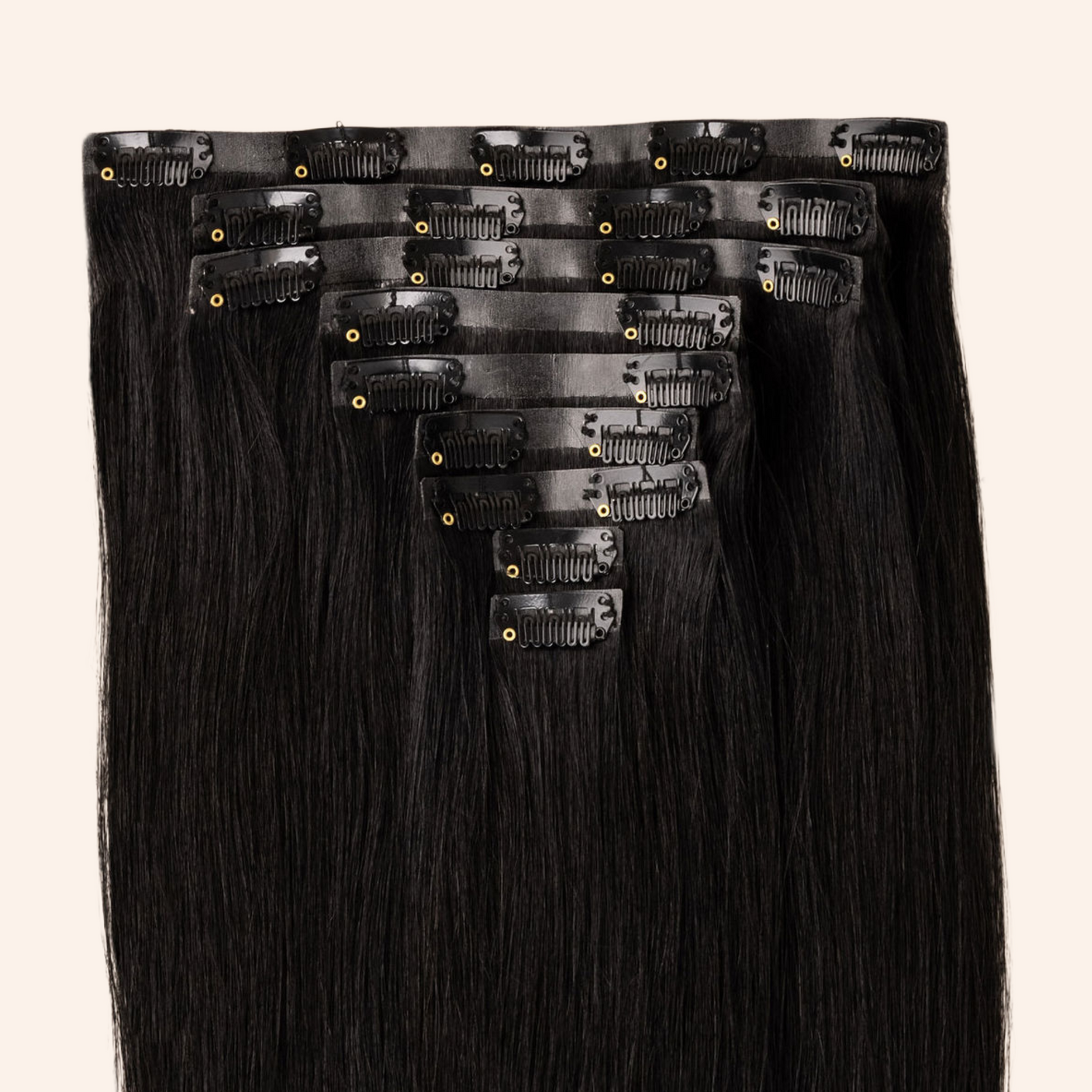 Love The Style Seamless 9 Piece Clip In Human Remy Hair Extensions 9 Piece Shade 1B Natural Black