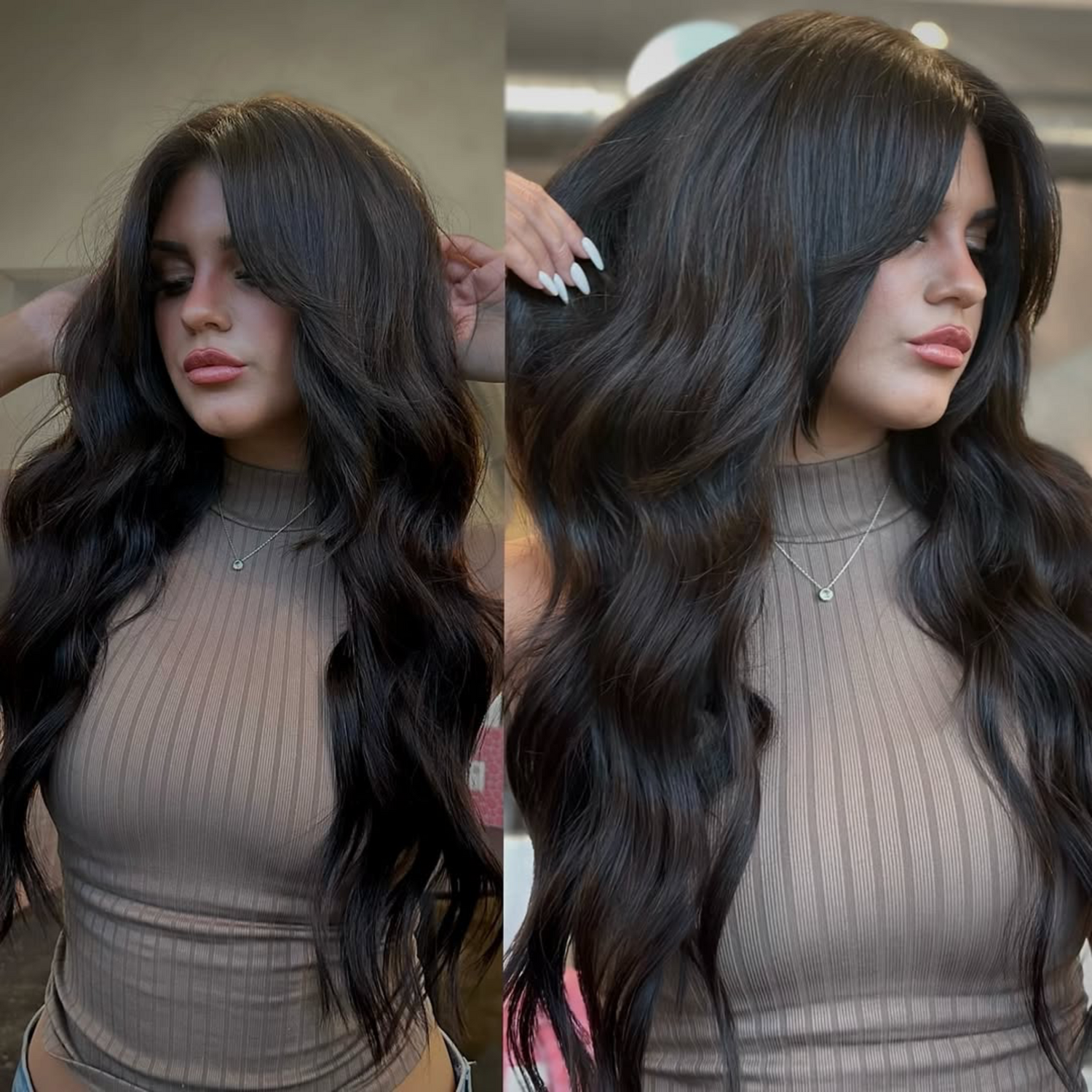 Love The Style Seamless Clip In Human Remy Hair Extensions 9 Piece Shade 1B Natural Black