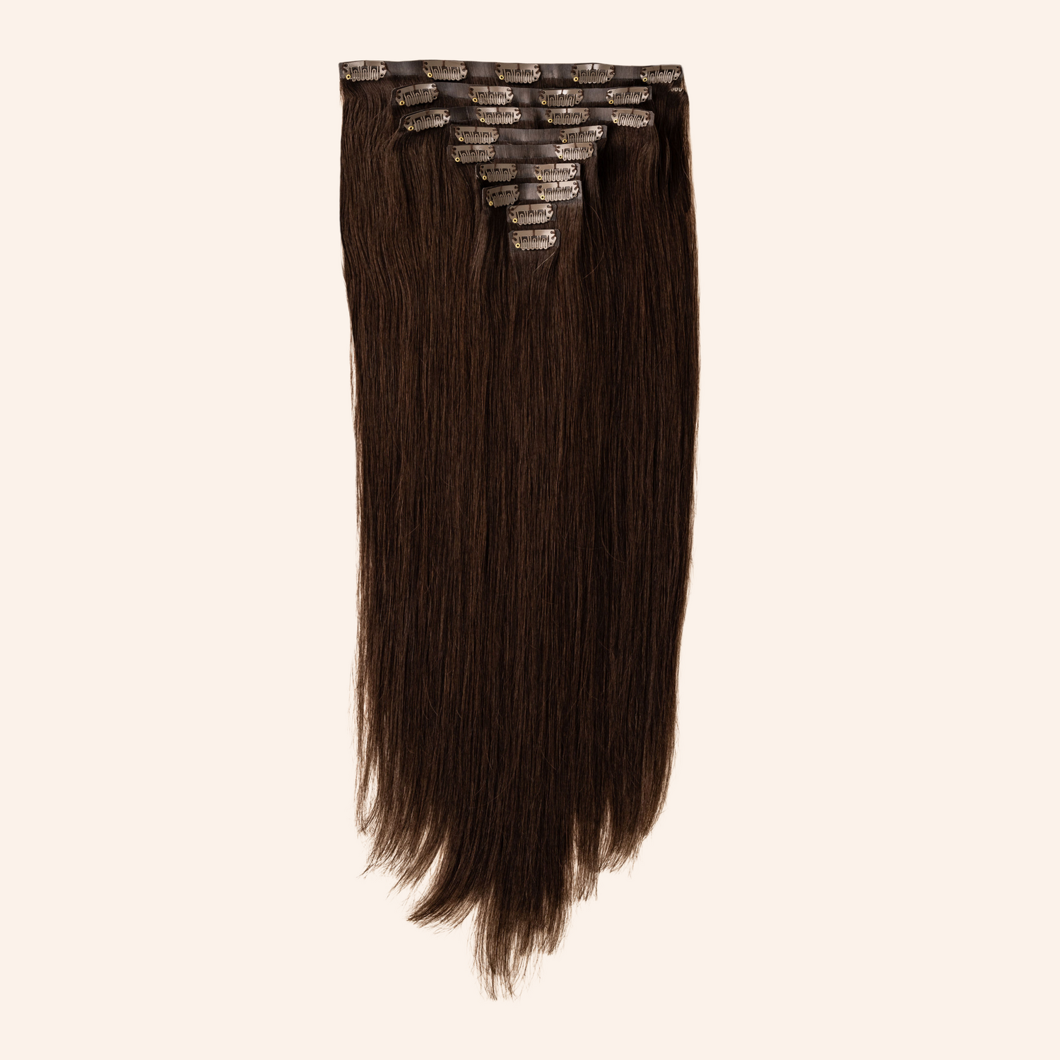Love The Style Seamless Clip In Human Remy Hair Extensions Shade 9 Piece 2 Dark Chocolate Brown