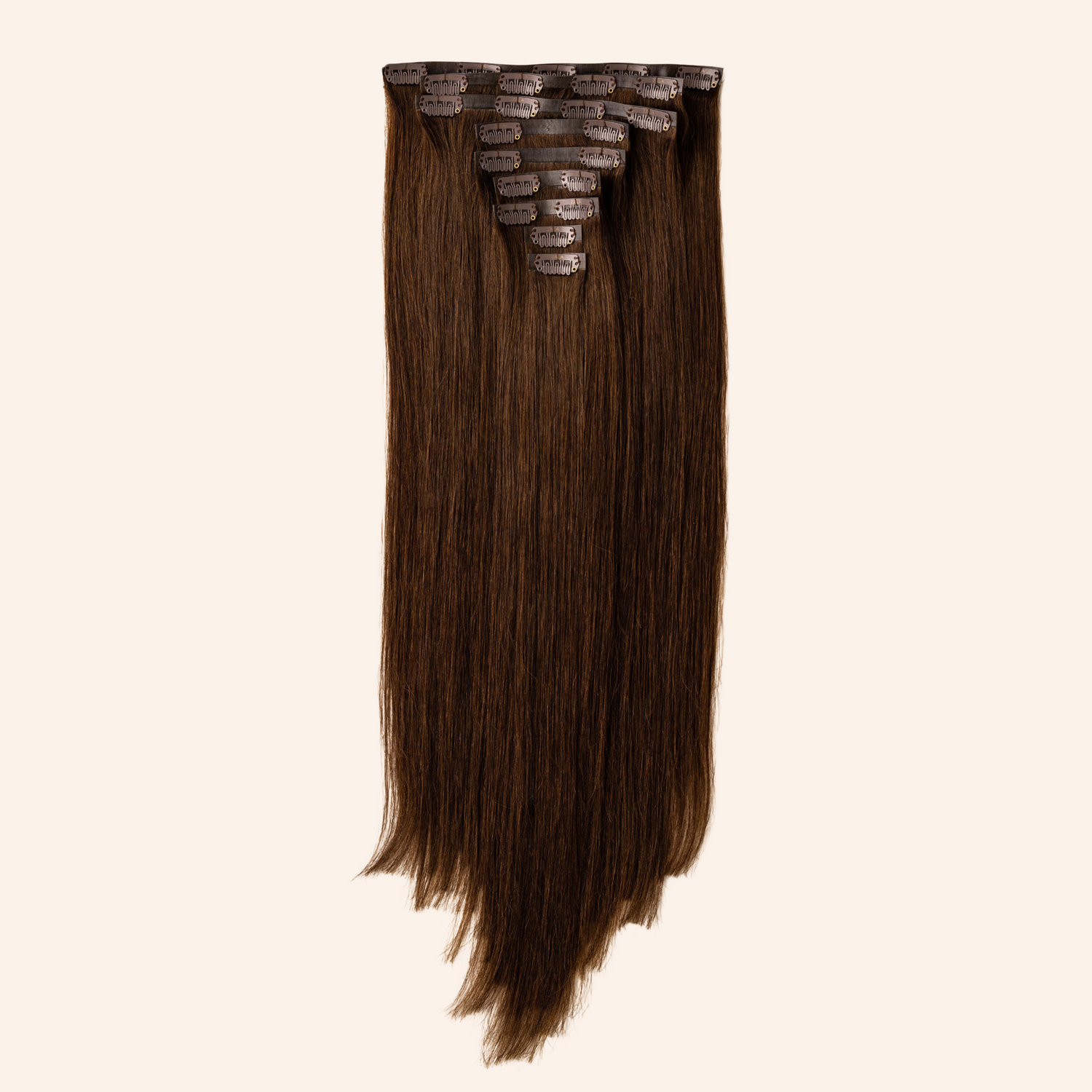 Love The Style Seamless Clip In Hair Extensions 9 Piece Shade 5 Medium Mocha Brown