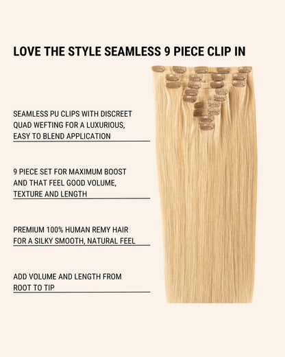 Invisible Clip-In Hair Extensions – 9 Piece Maximum Volume – Blonde Shades