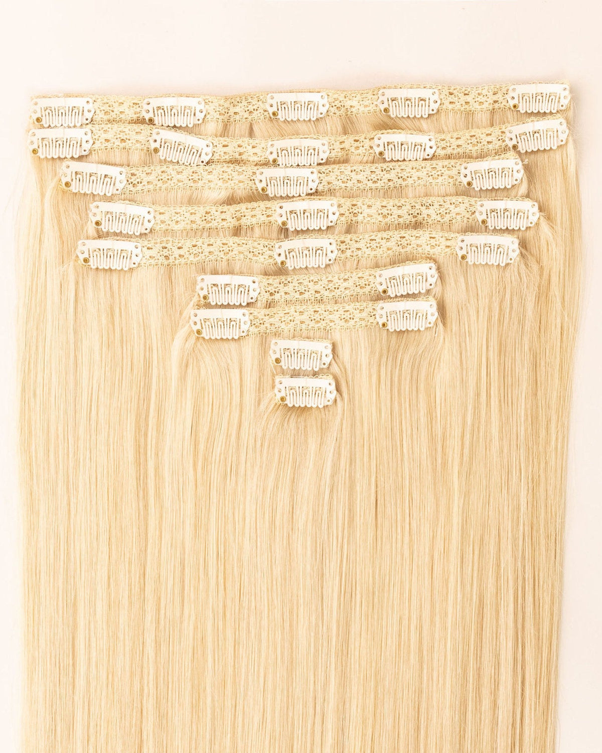 LTS Classic Lace Clip-In 9 Piece Beach Blonde 613 Attachment Close Up