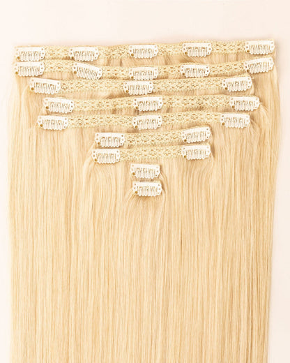 LTS Classic Lace Clip-In 9 Piece Beach Blonde 613 Attachment Close Up