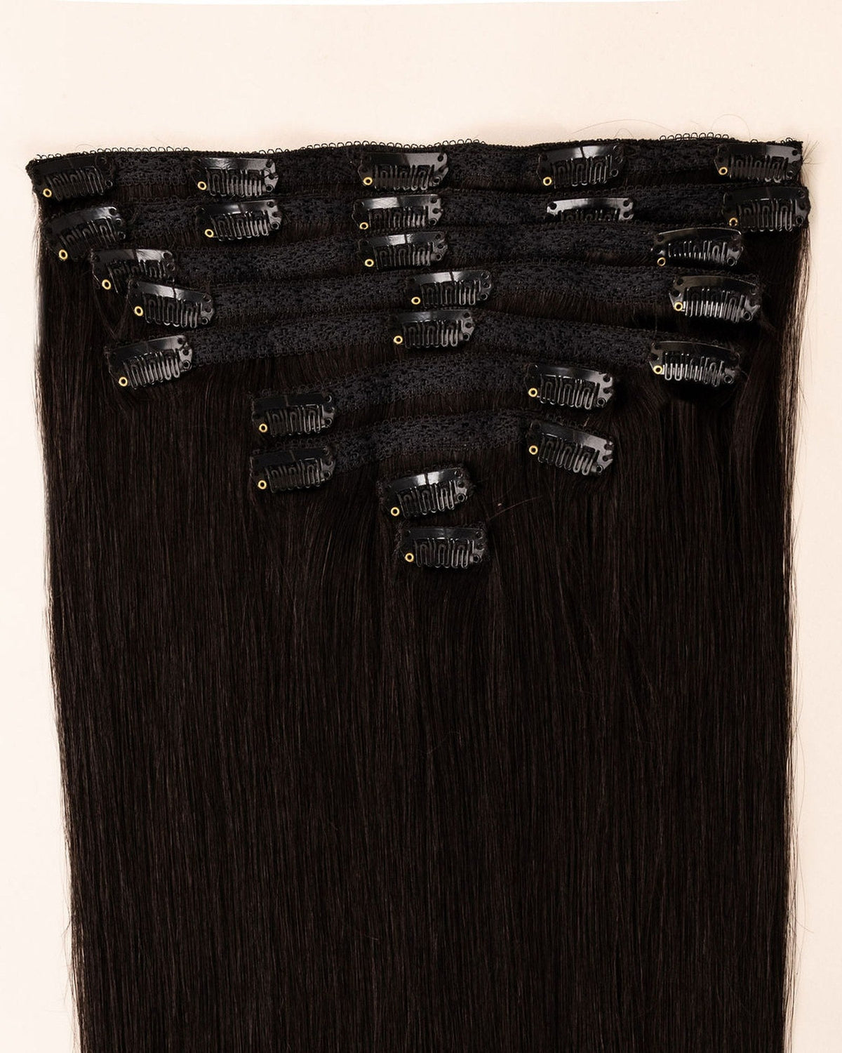 LTS Classic Lace Clip-In 9 Piece Natural Black 1B Attachment Close Up