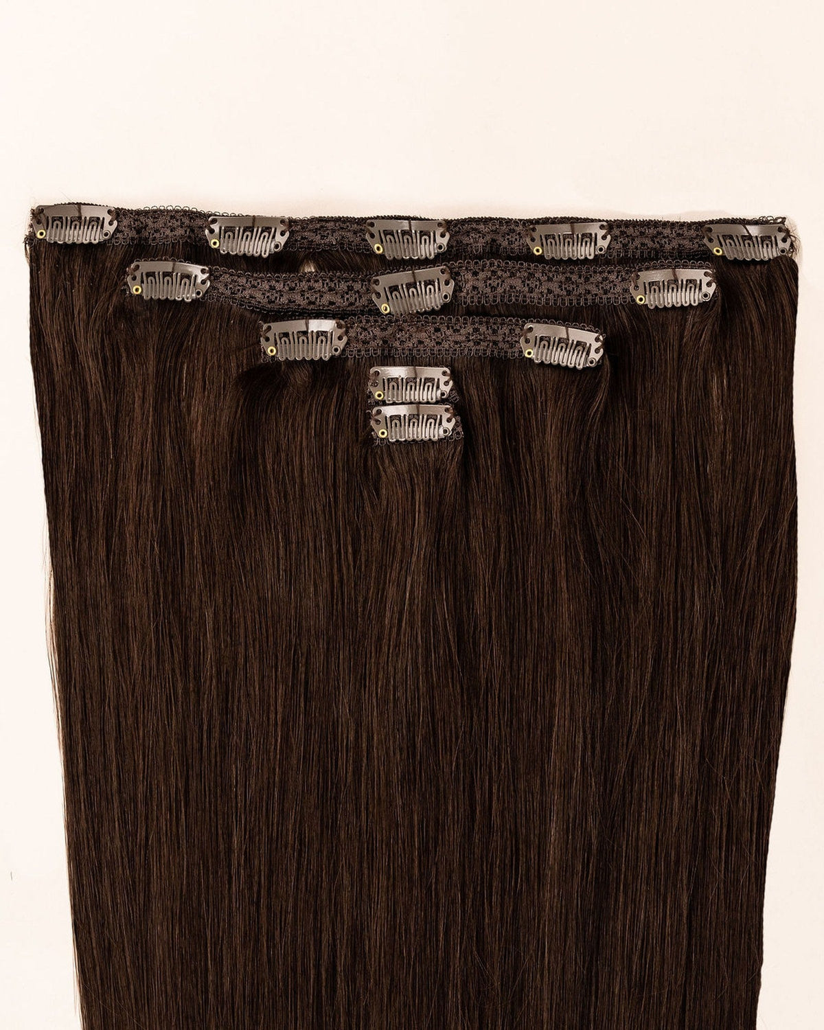 LTS Classic Lace Clip-In 5 Piece Dark Chocolate Brown 2 Attachment Close Up
