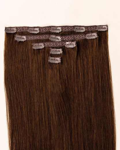 LTS Classic Lace Clip-In 5 Piece Mocha Medium Brown 5 Attachment Close Up