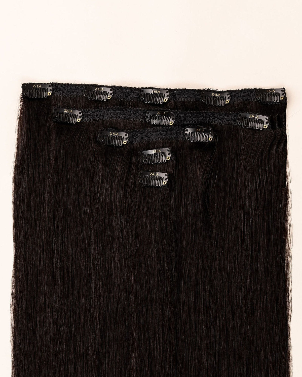 LTS Classic Lace Clip-In 5 Piece Natural Black 1B Attachment Close Up