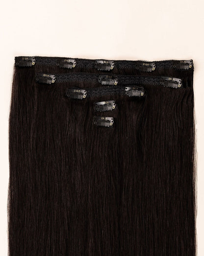 LTS Classic Lace Clip-In 5 Piece Natural Black 1B Attachment Close Up