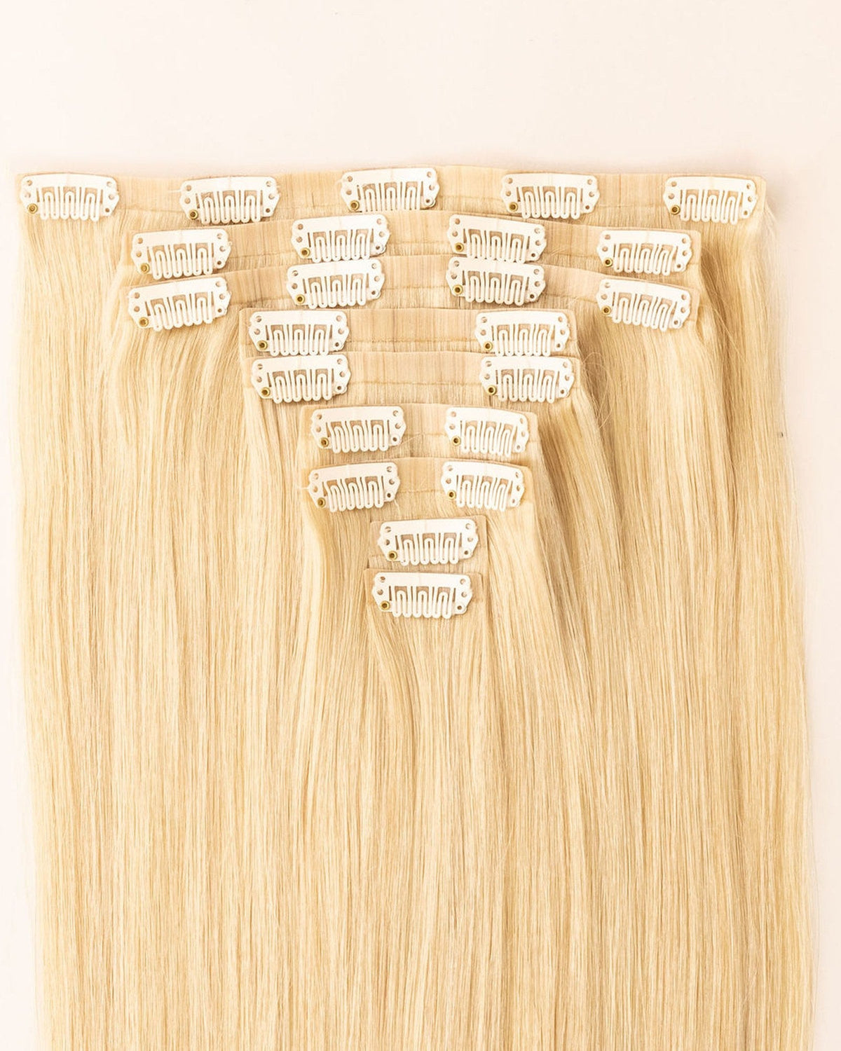 LTS Invisible Clip-In 9 Piece Beach Blonde 613 Attachment Close Up