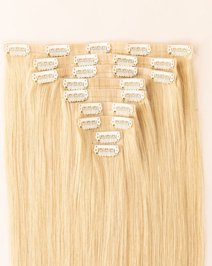 LTS Invisible Clip-In 9 Piece Beach Blonde 613 Attachment Close Up