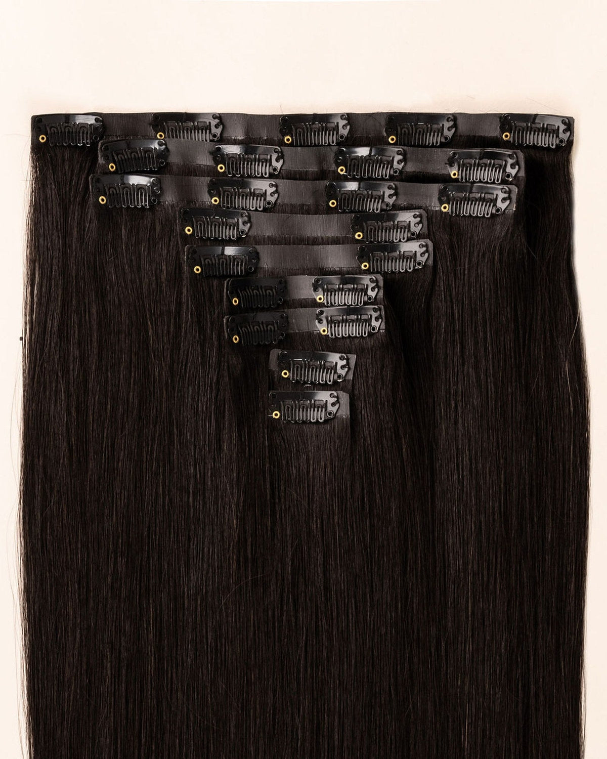 LTS Invisible Clip-In 9 Piece Natural Black 1B Attachment Close Up