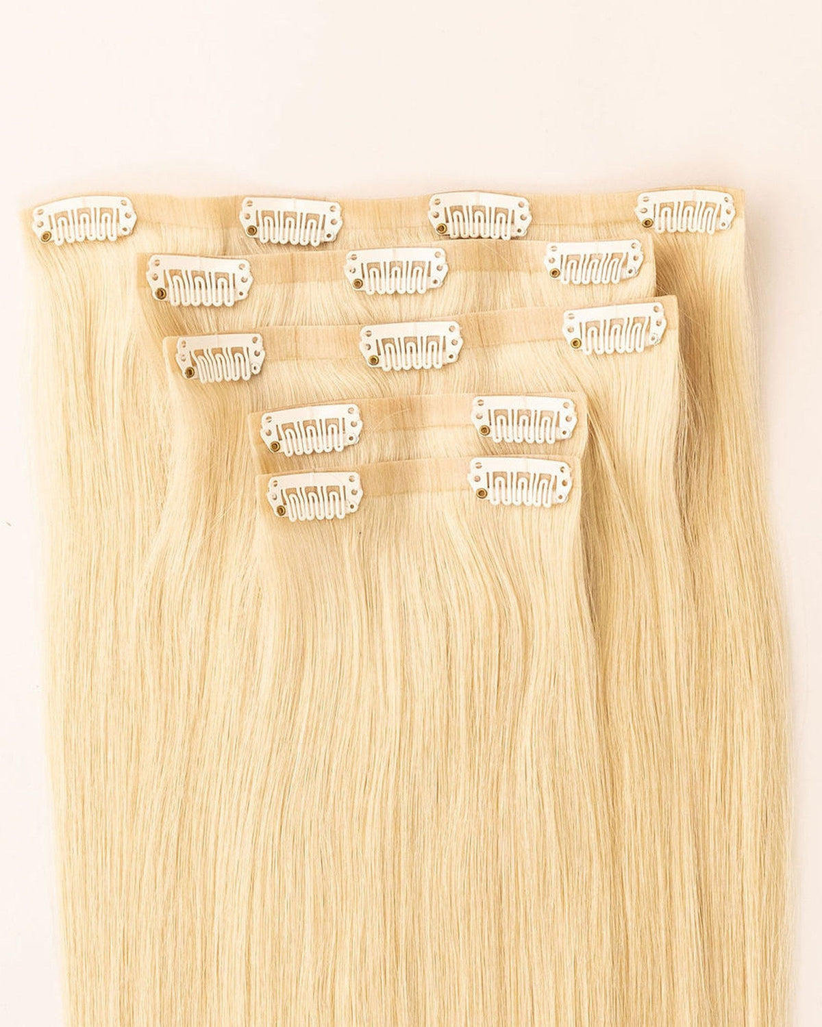 LTS Invisible Clip-In 5 Piece Beach Blonde 613 Attachment Close Up