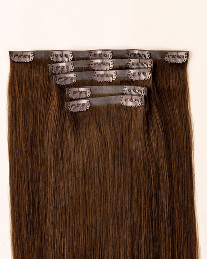 LTS Invisible Clip-In 5 Piece Mocha Medium Brown 5 Attachment Close Up
