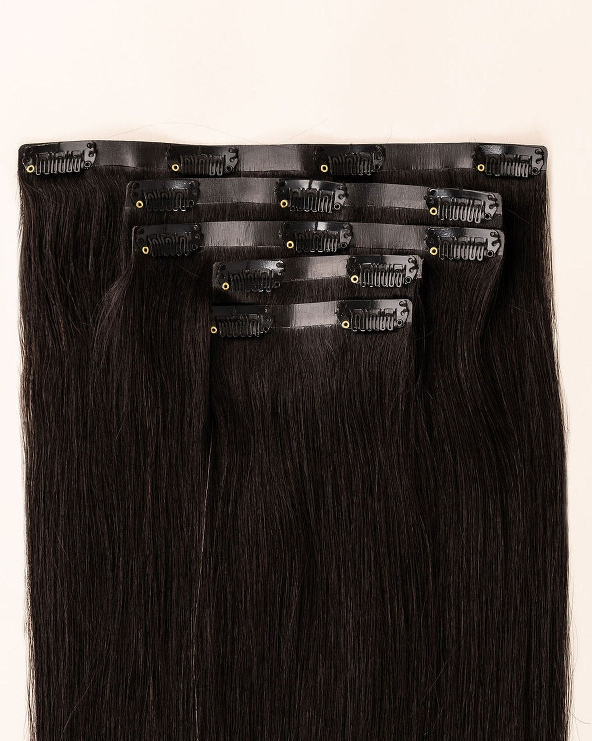 LTS Invisible Clip-In 5 Piece Natural Black 1B Attachment Close Up