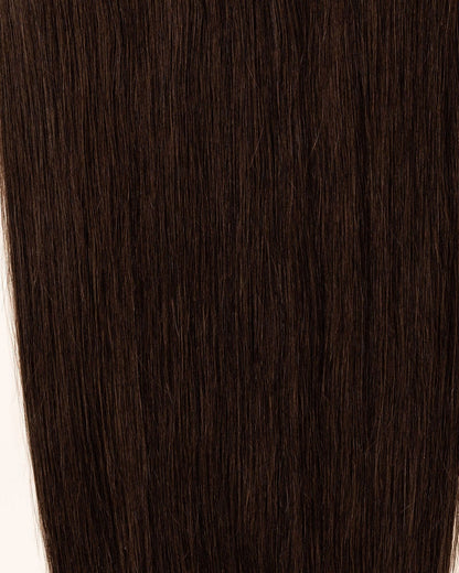 LTS Classic Lace Halo Dark Chocolate Brown 2 Hair Quality Close Up