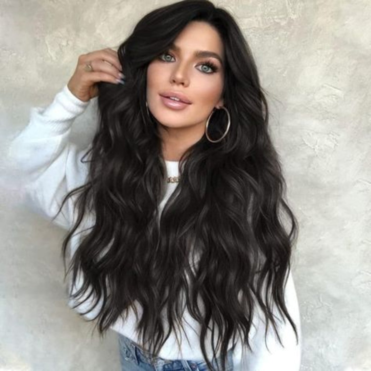 Love_The_Style_Human_Remy_Classic_Lace_Clip_In_Hair_Extension_Shade_1b_Natural_Black