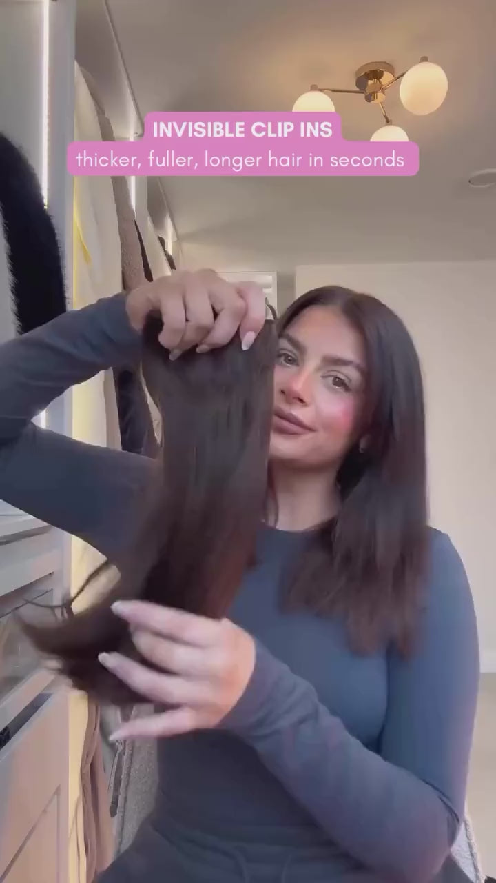 [loop] Applying Invisible clip-in extensions, brunette hair
