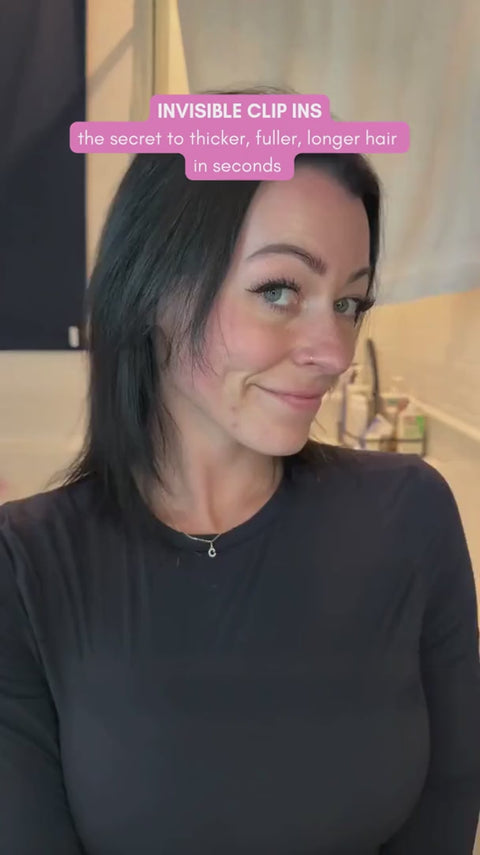 Invisible clip-in extensions reveal, black hair